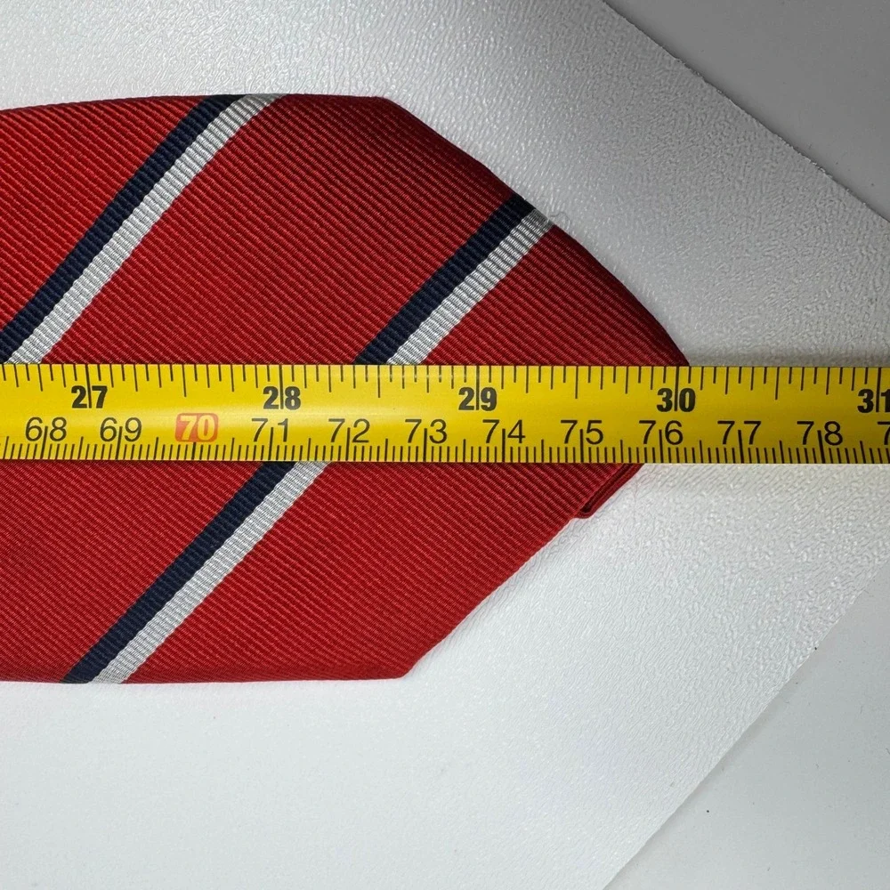 Robert‎ Talbott Mens Silk Repp Tie Red Blue White Striped Monterey California